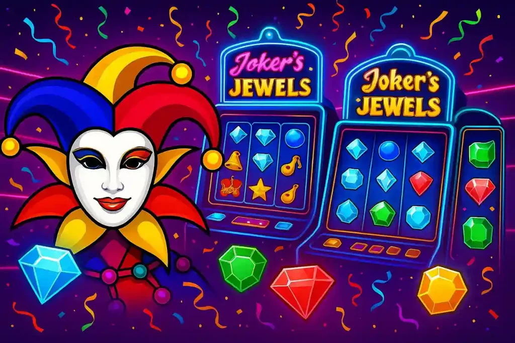 Joker Jewels reels with jewels and shiny purple background